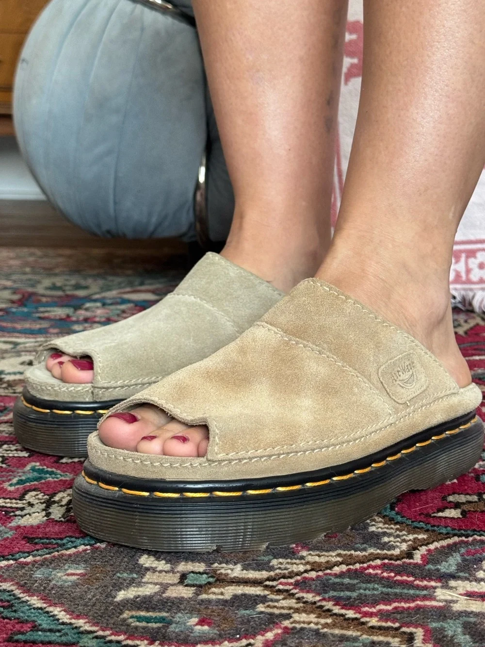 Dr Martens Vintage Suede Platform Chunky Slide Sandals
